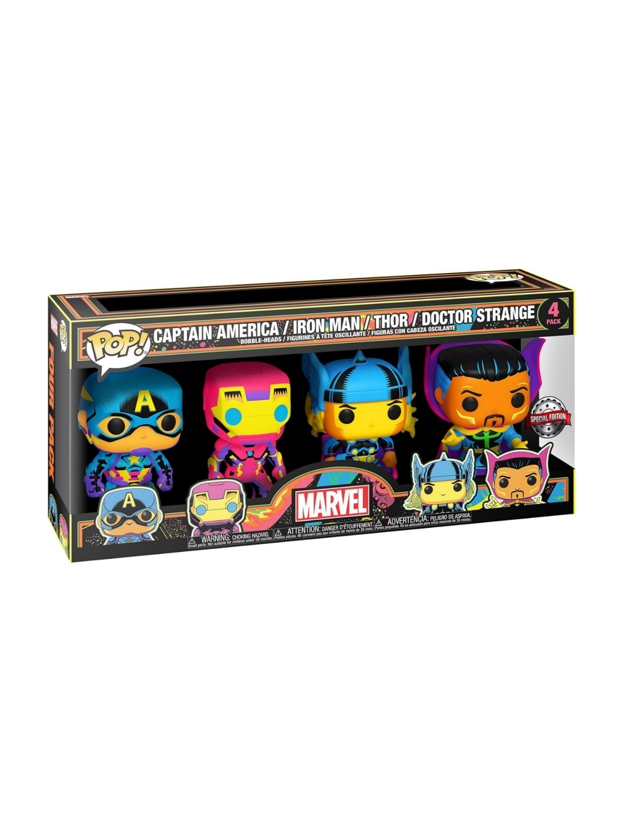 Funko Pop! Marvel: Blacklight Captain America/ Iron Man/ Thor/ Doctor Strange