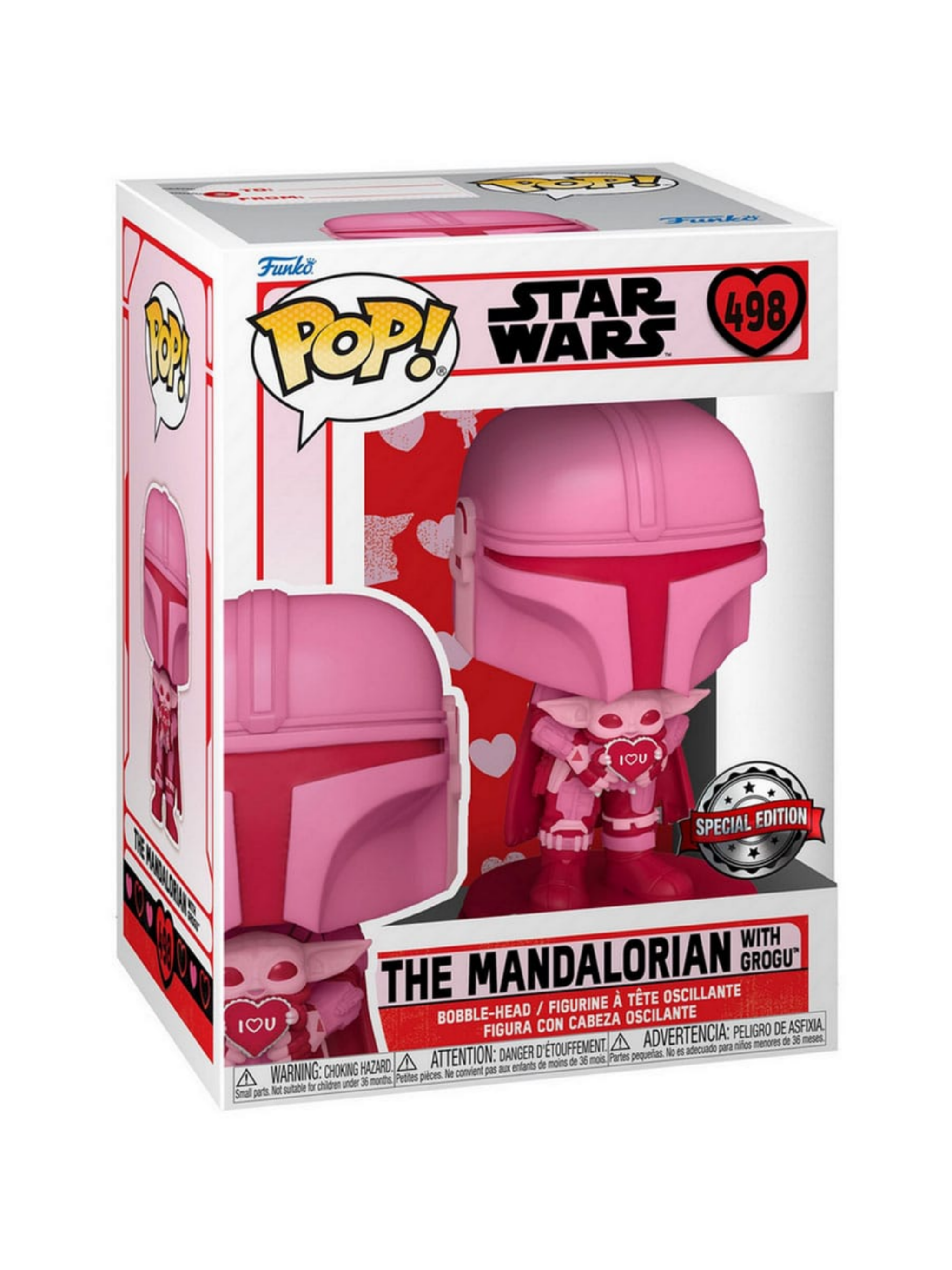 Star Wars Valentines POP! Star Wars Vinyl Figur Mando w/Grogu 9 cm