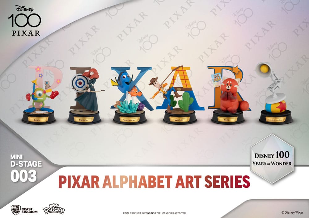 Disney Mini Diorama Stage Statuen 10 cm 100 Years of Wonder Pixar Alphabet Art Sortiment (6)